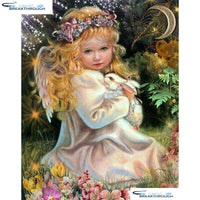 HOMFUN Full Square/Round Drill 5D DIY Diamond Painting "Angel girl flower" Embroidery Cross Stitch 3D Home Decor Gift A01205