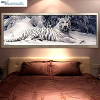 HOMFUN 100% Full Square/Round Drill 5D DIY Diamond Painting "White Tiger" 3D Embroidery Cross Stitch 5D Home Decor Gift BK016