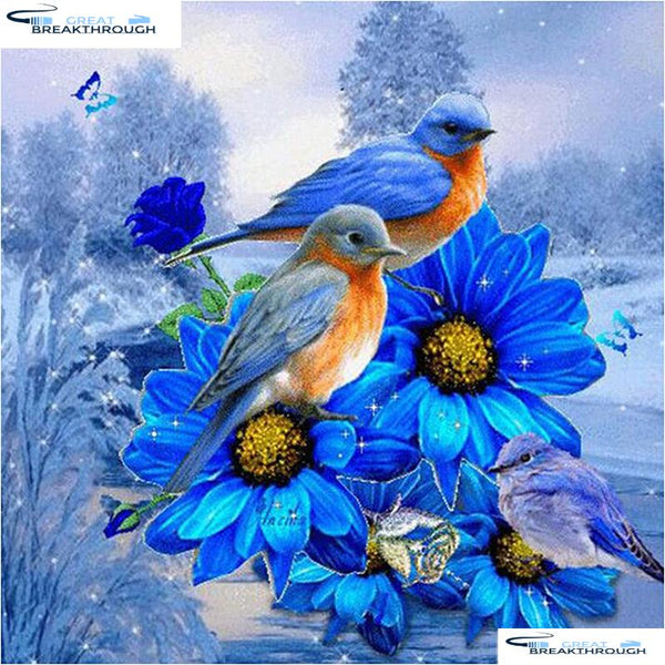 HOMFUN Full Square/Round Drill 5D DIY Diamond Painting "Blue flower & bird" 3D Embroidery Cross Stitch 5D Home Decor A01527