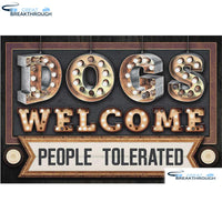 HOMFUN Full Square/Round Drill 5D DIY Diamond Painting "Welcome Dogs" 3D Diamond Embroidery Cross Stitch Home Decor A18623