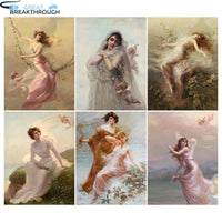 HOMFUN Diamond Painting Full Square/Round Diamond "Woman oil painting" Pattern Embroidery Cross Stitch 5D Rhinestone Painting