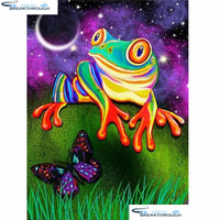 HOMFUN 5d Diamond Painting Full Square/Round "Frog butterfly" Picture Of Rhinestone DIY Diamond Embroidery Home Decor A20114