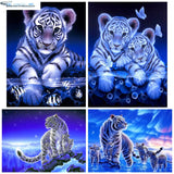 HOMFUN Full Square/Round Drill 5D DIY Diamond Painting "Animal tiger" 3D Embroidery Cross Stitch 5D Home Decor Gift
