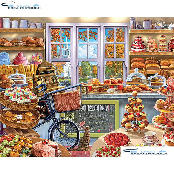 HOMFUN Full Square/Round Drill 5D DIY Diamond Painting "The Bakery" 3D Embroidery Cross Stitch 5D Home Decor A00777